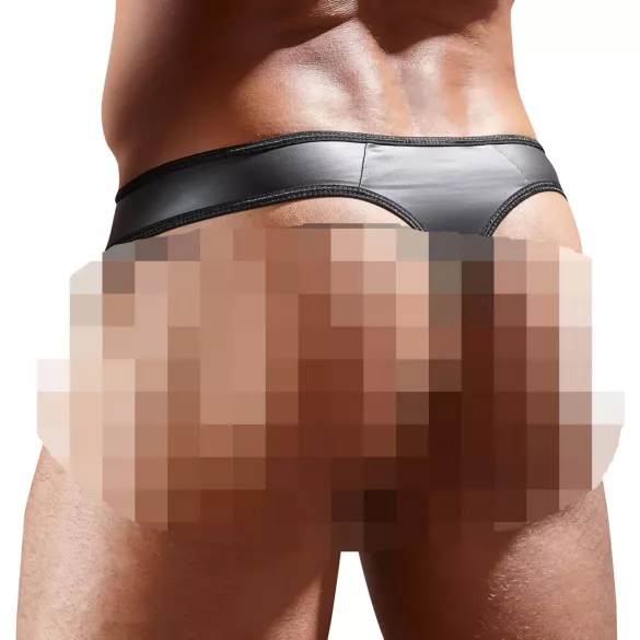 Svenjoyment - Glänzender Herren-String mit transparentem Einsatz (schwarz) - M
