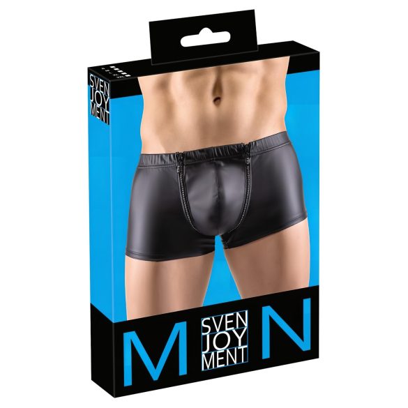 Svenjoyment - Matt-Boxershorts mit Strass und Reißverschluss (schwarz)