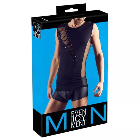 Svenjoyment - Schnürhemd für Herren (schwarz) - L
