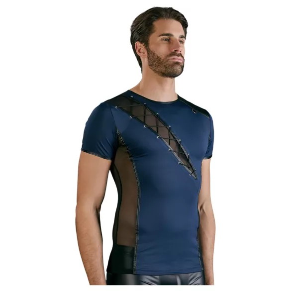 NEK - Herren-Oberteil mit Netz und Schnürung (schwarz/blau)