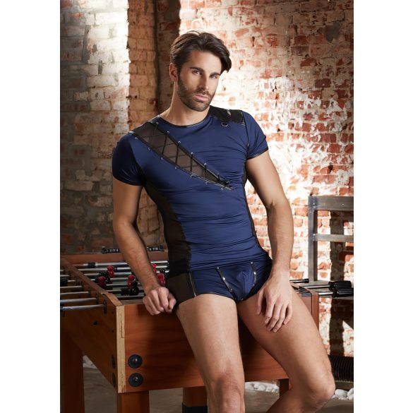 NEK - Herren-Oberteil mit Netz und Schnürung (schwarz/blau) - M