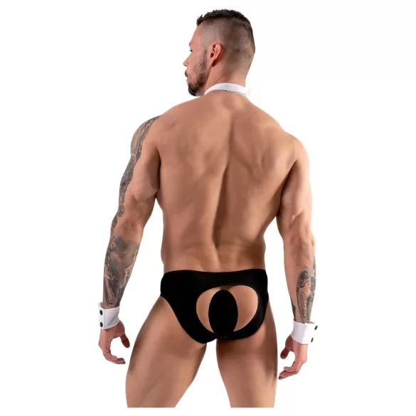Svenjoyment - Herren Kellner-Tanga-Set (schwarz-weiß) - L