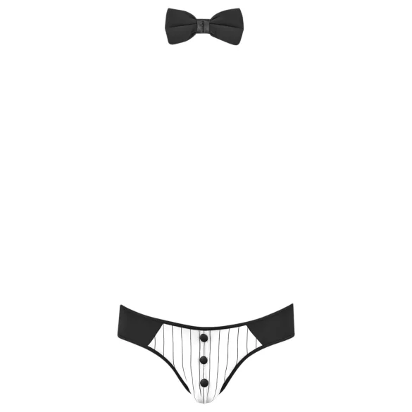 Svenjoyment - Herren Kellner-Tanga-Set (schwarz-weiß) - XL