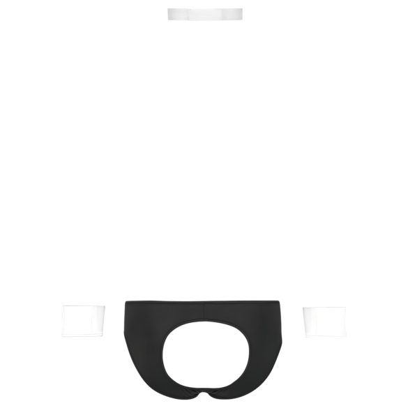 Svenjoyment - Herren Kellner-Tanga-Set (schwarz-weiß) - XL