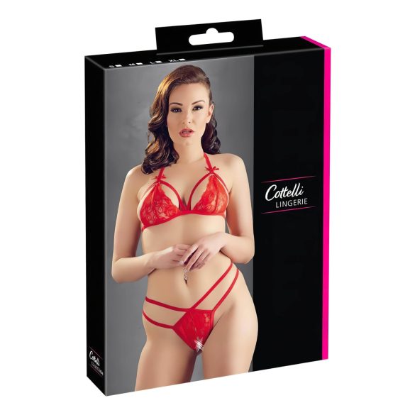 Cottelli - Offenherziges Spitzen-BH-Set (Rot) - M