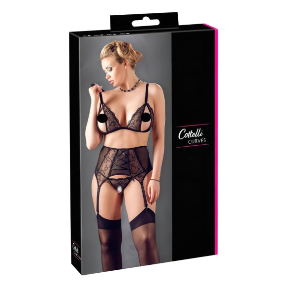 Cottelli Plus Size - Spitzenwäsche-Set (schwarz)