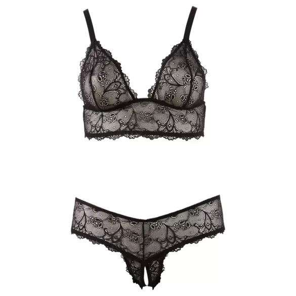 Cottelli Plus Size - Spitzen-BH-Set (schwarz) - XXL