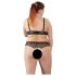 Cottelli Plus Size - Perlen-BH-Set (schwarz) - 2XL