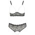 Cottelli Plus Size - Perlen-BH-Set (schwarz) - 2XL