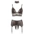 Cottelli Bondage - Glänzendes Spitzenwäsche-Set (4-teilig)