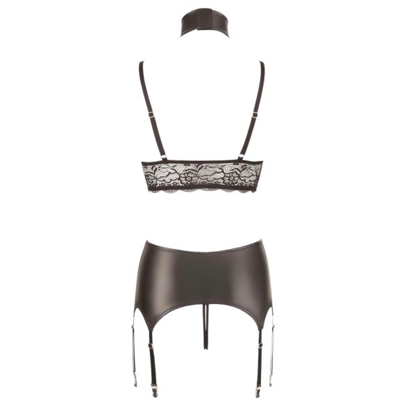 Cottelli Bondage - Glänzendes Spitzenwäsche-Set (4-teilig) - M