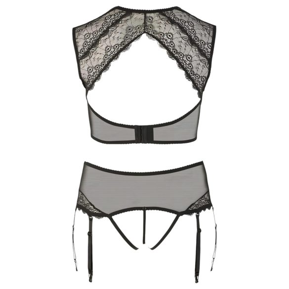 Cottelli Plus Size - Strass, Spitze Dessous-Set (Schwarz)