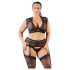 Cottelli Plus Size - Strass, Spitze Dessous-Set (Schwarz) - XL