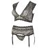 Cottelli Plus Size - Strass, Spitze Dessous-Set (Schwarz) - XL