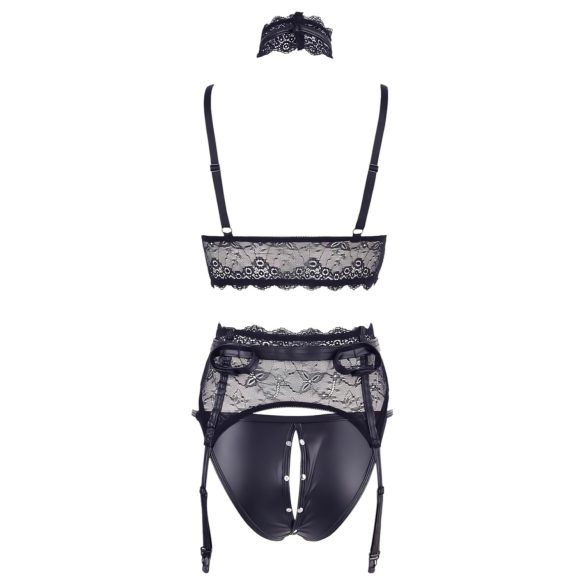 Cottelli Bondage - Spitzen-Set mit Handschellen (schwarz) - XL