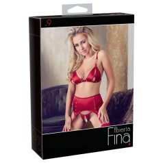 Abierta Fina - Glänzendes Ketten-Dessous-Set (Rot)