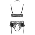Cottelli Curves - Glänzendes Dessous-Set (Schwarz) - 3XL