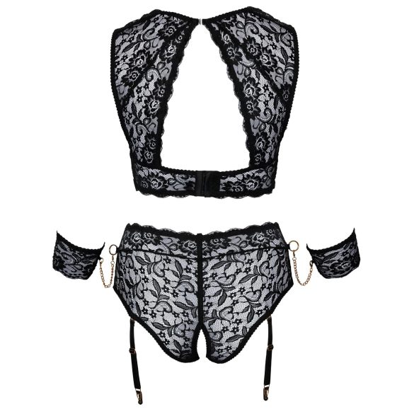 Cottelli Bondage Plus Size - Spitzen-BH-Set (schwarz)