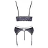 Cottelli - 3-teiliges Spitzenwäsche-Set (schwarz-violett) - XL