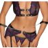 Cottelli Bondage - Dessous-Set und Handschellen (Schwarz-Lila) - L