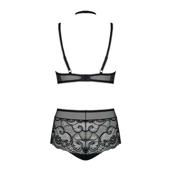 Obsessive Elizenes - Muster, transparentes BH-Set (schwarz)