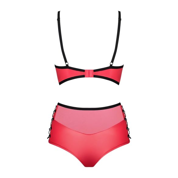 Obsessive Leatheria - Lederoptik-BH-Set (Rot) - S/M