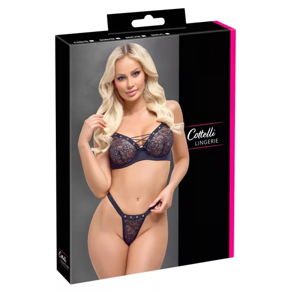 Cottelli Party - Schnür-BH-Set (schwarz) - 85C/L