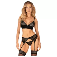   Obsessive Chemeris - BH-Set mit Strumpfhalter (schwarz) - M/L