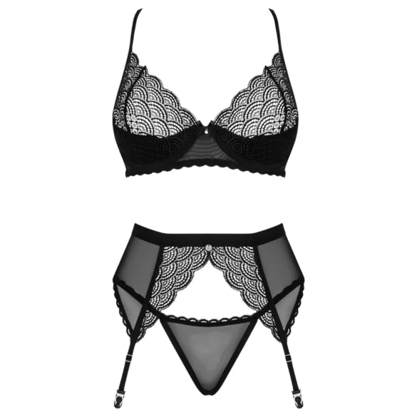 Obsessive Chemeris - BH-Set mit Strumpfhalter (schwarz) - M/L