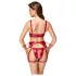 Cottelli Bondage - Glänzendes BH-Set & Handschellen (Rot)