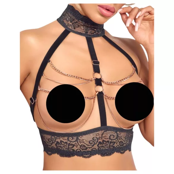 Abierta Fina - Offenes Kettendessous-Set (Schwarz)