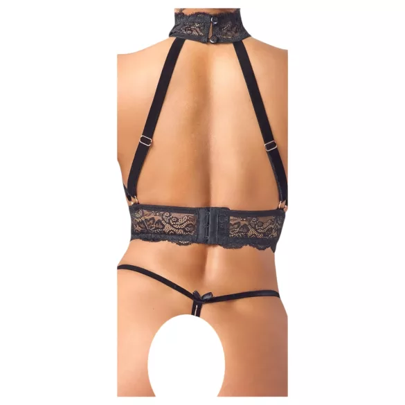 Abierta Fina - Offenes Kettendessous-Set (Schwarz)