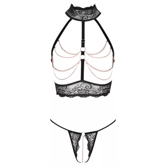 Abierta Fina - Offenes Kettendessous-Set (Schwarz)