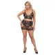 Cottelli Curves - Spitzen-BH-Set mit Ledereinsätzen (Schwarz) - 2XL