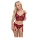 Cottelli - zweiteiliges Spitzen-Strapsset (rot) - M