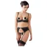 Abierta Fina - Glänzendes Schmuck-Dessous-Set (schwarz)