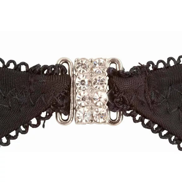 Abierta Fina - Glänzendes Schmuck-Dessous-Set (schwarz)