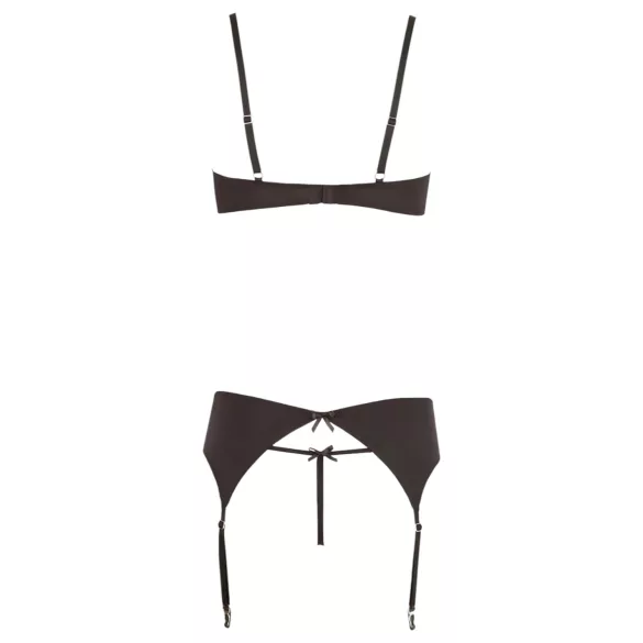 Abierta Fina - Glänzendes Schmuck-Dessous-Set (schwarz)