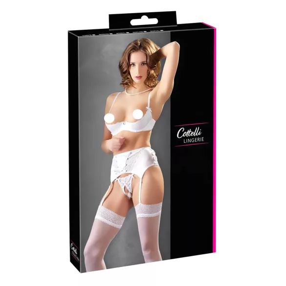 Cottelli - Schnür-BH-Set aus Spitze (weiß) - 80B/M