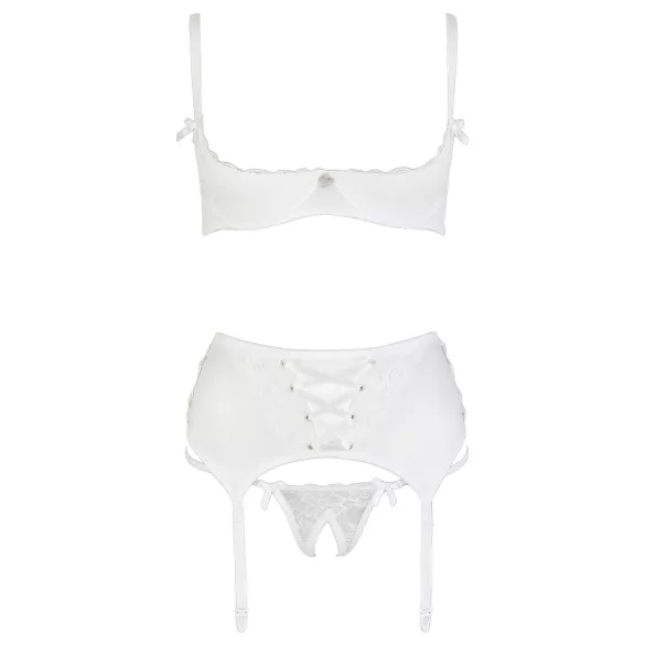 Cottelli - Schnür-BH-Set aus Spitze (weiß) - 80B/M
