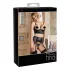Abierta Fina - funkelndes Dessous-Set mit Trägern und Spitze (schwarz)