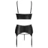 Abierta Fina - funkelndes Dessous-Set mit Trägern und Spitze (schwarz)