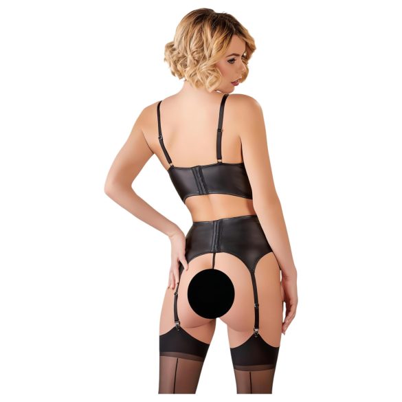 Abierta Fina - Funkelndes Spitzen-BH-Set mit Trägern (schwarz) - 85C/L