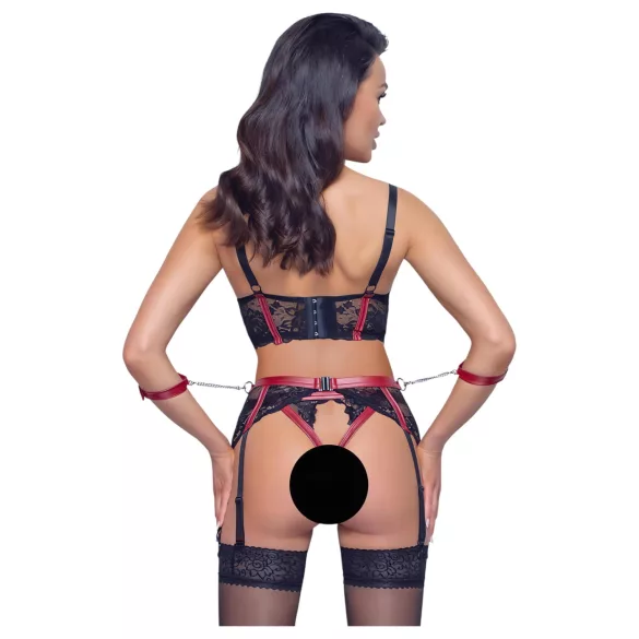 Cottelli Bondage - Mattes BH-Set mit Spitze (rot) - M