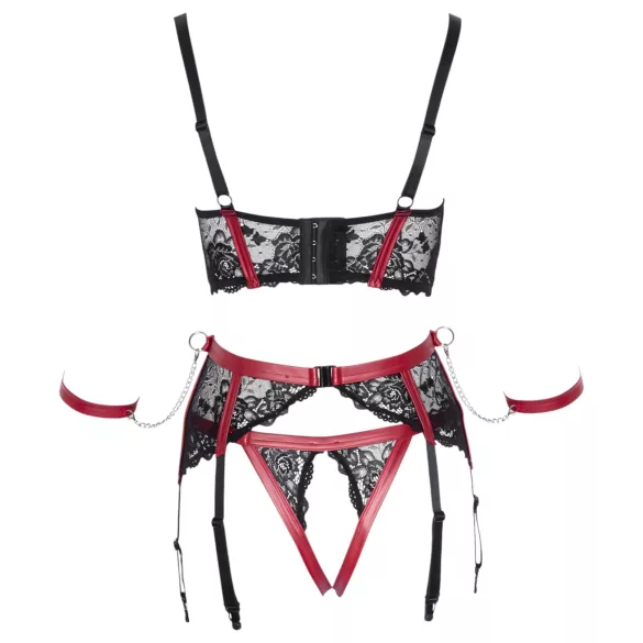 Cottelli Bondage - Mattes BH-Set mit Spitze (rot) - L