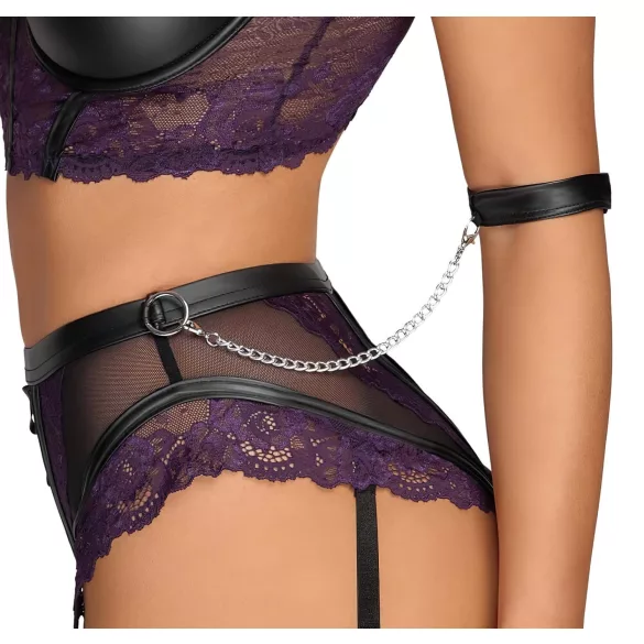 Cottelli Bondage - BH-Set mit Handschellen (schwarz-lila) - L