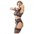 Cottelli Bondage - Spitzen‑Dessous-Set + Handschellen (4-teilig)