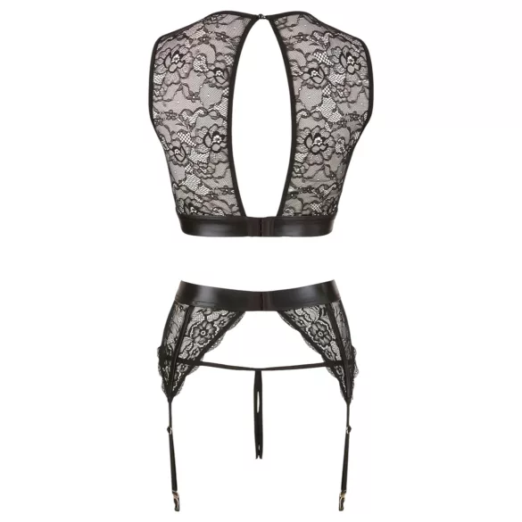 Cottelli Bondage - Spitzen‑Dessous-Set + Handschellen (4-teilig)