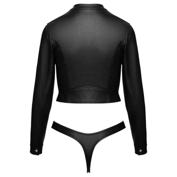 Cottelli - kurzes Kunstleder-Jäckchen und Tanga-Set (schwarz) - M