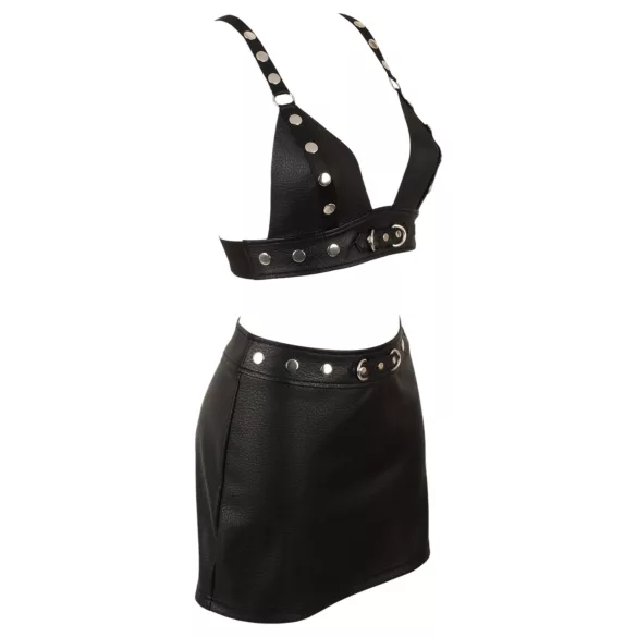 Cottelli - Kunstleder-Top und Minirock-Set (schwarz) - M